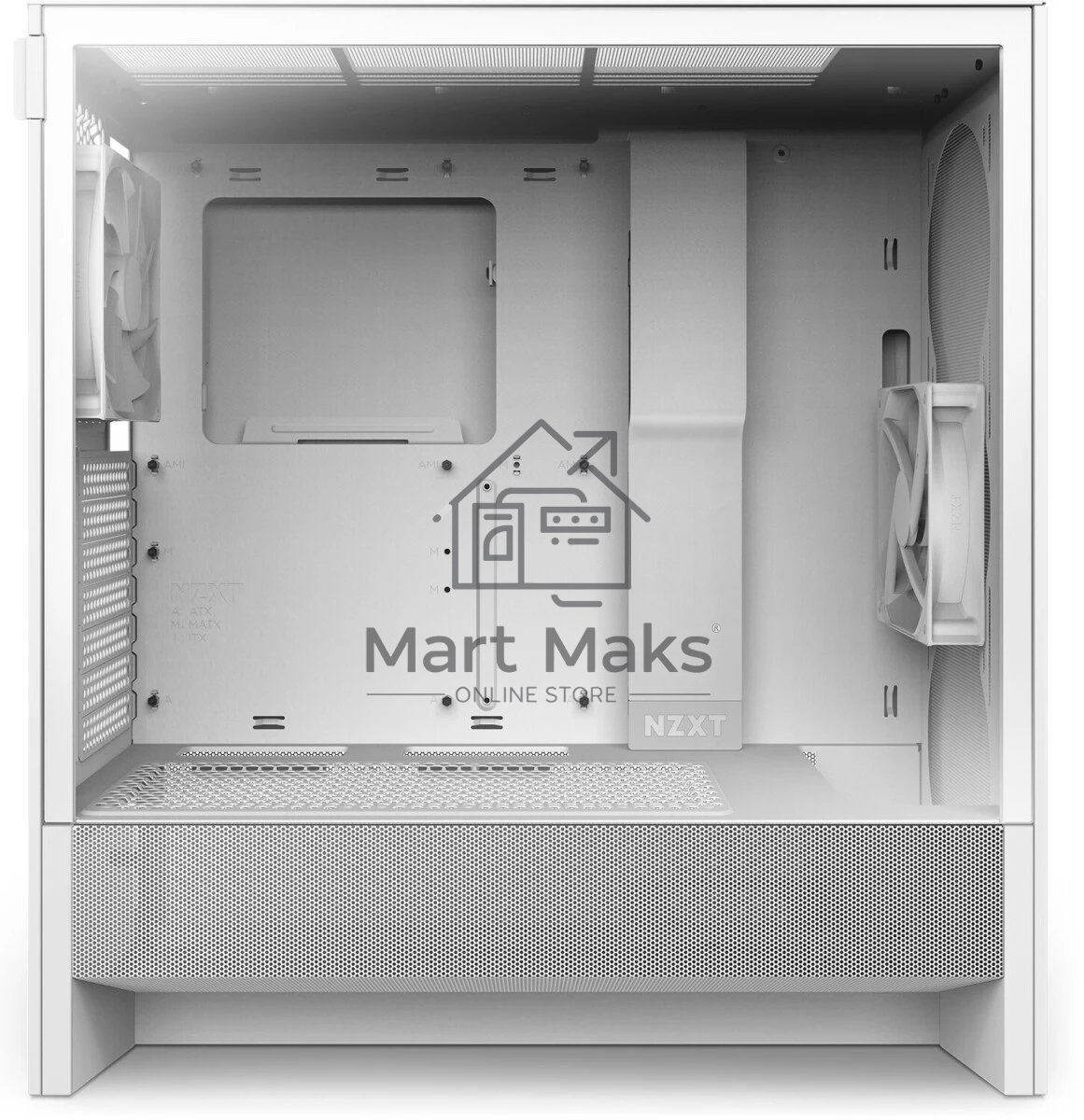 Компьютерный корпус без блока питания NZXT H5 Flow (2024), Midi-Tower, TG, 2x120мм, 1xUSB-A 3.2 + 1xUSB-C 3.2, E-ATX, ATX, mATX, mITX белый