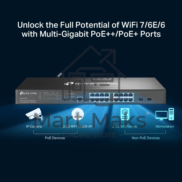 Коммутатор TP-Link SG3218XP-M2 (L2+) 16x2.5Гбит/с 2xКомбо(10GBase-T/SFP+) 2SFP+ 8PoE+ 240W управляемый