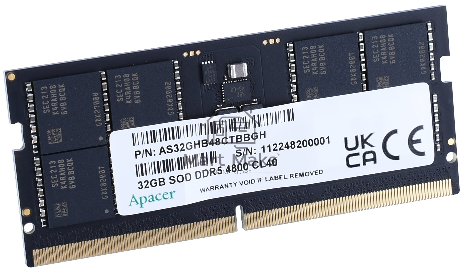 Оперативная память Apacer, DDR5, 32GB (1x32GB), 4800MHz, CL40, SO-DIMM