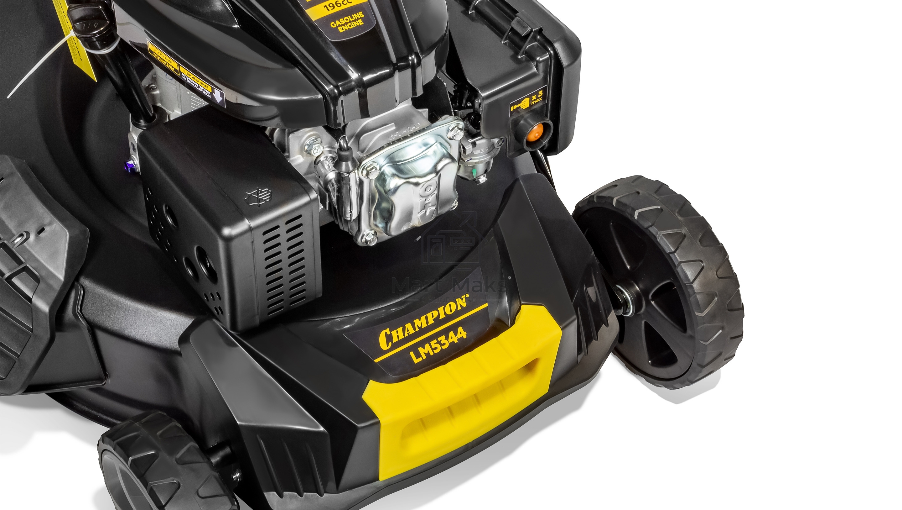 Газонокосилка CHAMPION LM5344 (4,4кВт привод 525мм 65л 25-75мм 1рычаг/6, 38кг 4в1)