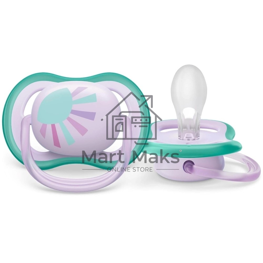 Пустышка Philips Avent ultra air, солнышко/радуга, для девочек, 0-6 мес., 2 шт.