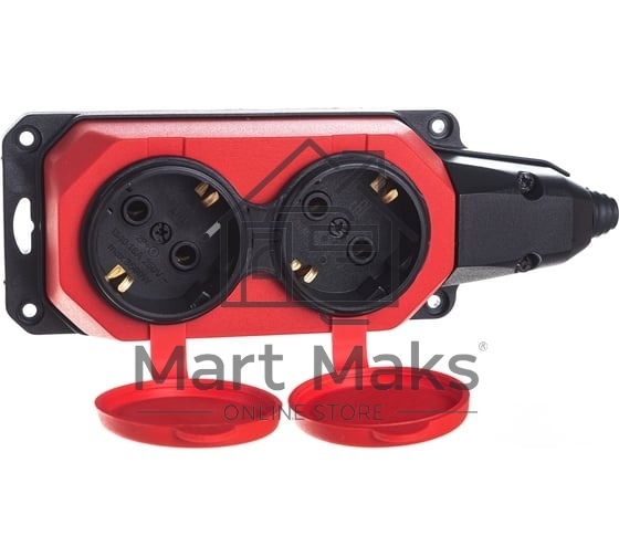 Колодка каучуковая ЭРА с/з 2 гн 16A IP44 красная (12/120/720)