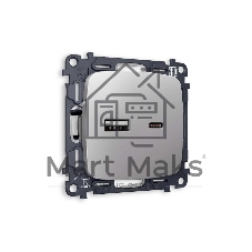 Комплект механизма розетки OMEGA Сталь матовый 2USB A+C 20W 3000mA (быстрая зарядка) QUANT (OP5110, VM177) MO511010 Комплект механизма розетки OMEGA Сталь матовый 2USB A+C 20W 3000mA (быстрая зарядка) QUANT (OP5110, VM177) MO511010