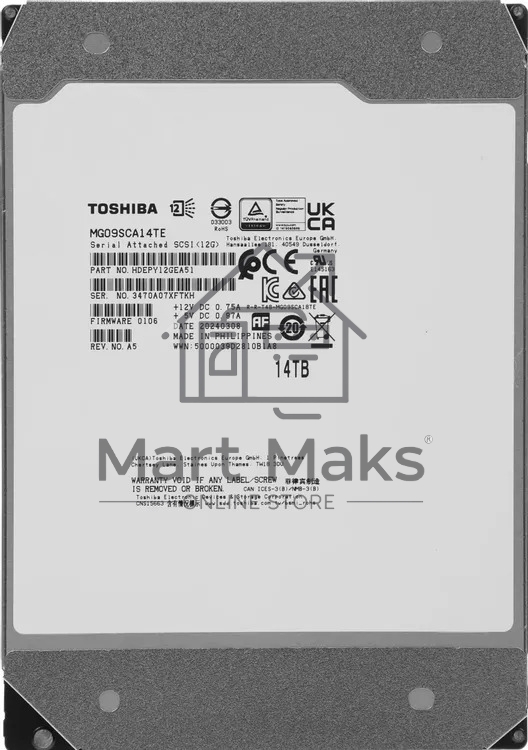 Жесткий диск Toshiba HDD SAS 14Tb 7200 512Mb 1 year warranty (replacement MG07SCA14TE, MG09SCA12TE)