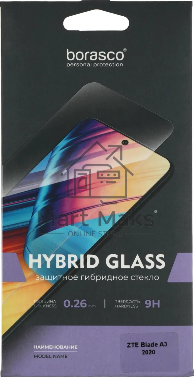 Защитное стекло для экрана BoraSCO Hybrid Glass для ZTE Blade A3 (2020) антиблик, 62.8 х 139 мм, 2.5D, прозрачный