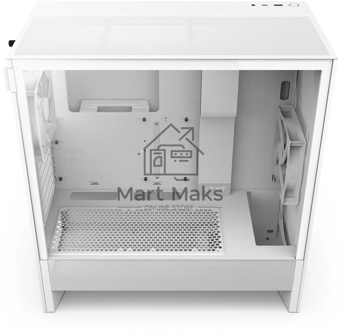 Компьютерный корпус без блока питания NZXT H5 Flow (2024), Midi-Tower, TG, 2x120мм, 1xUSB-A 3.2 + 1xUSB-C 3.2, E-ATX, ATX, mATX, mITX белый