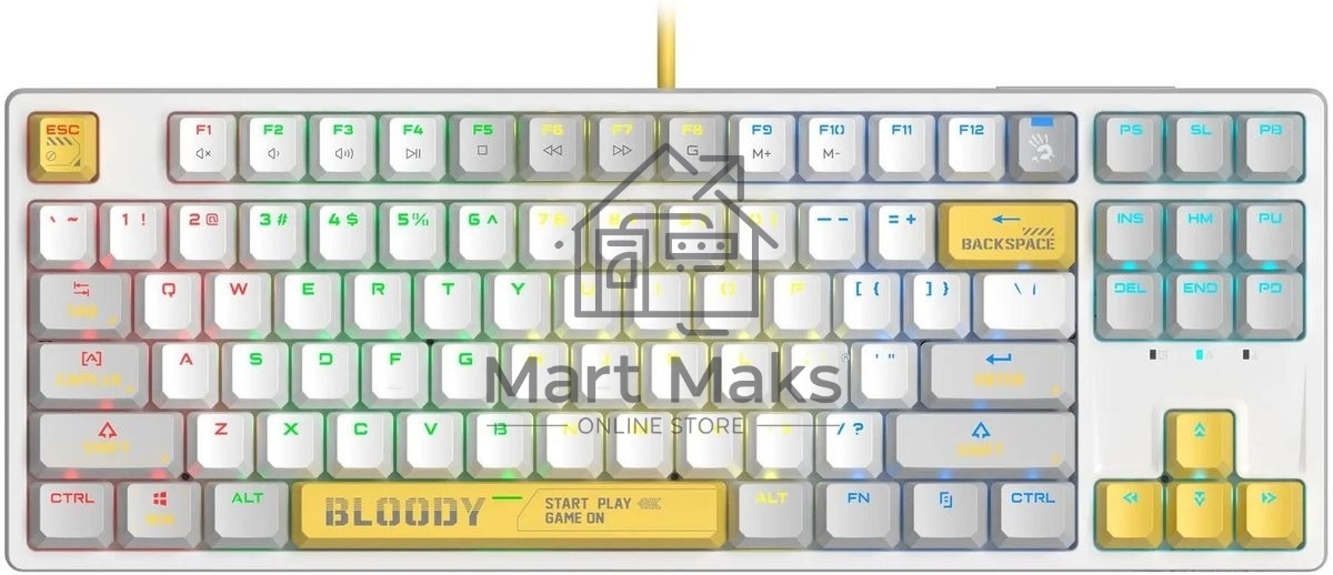 Клавиатура проводная A4Tech Bloody S87 Energy (S87 USB ENERGY WHITE) USB белый/желтый