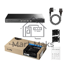 Коммутатор CUDY GS1016ES2, 16×1 Гбит/с + 2×1 Гбит/с SFP, настраиваемый