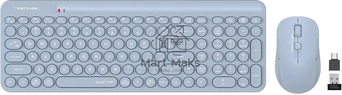 Клавиатура + мышь A4Tech Fstyler FG3300 Air2 клав:синий мышь:синий USB беспроводная slim Multimedia