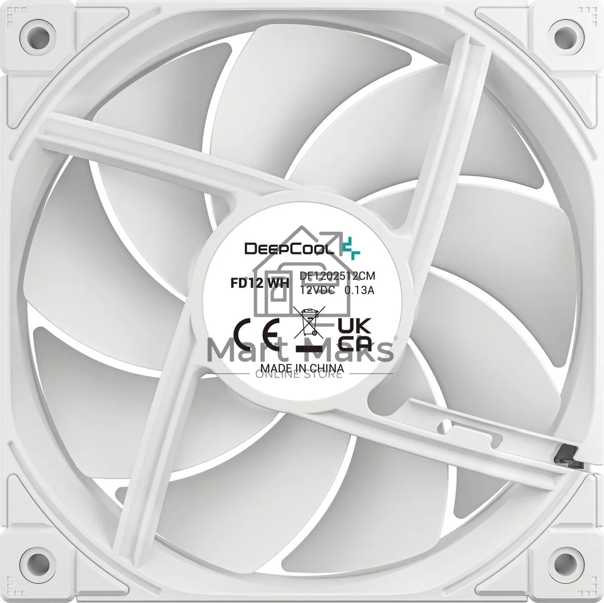 Вентилятор для корпуса DEEPCOOL FD12 белый, 120 мм, 2050 об/мин, 27.6 дБ, 4 pin