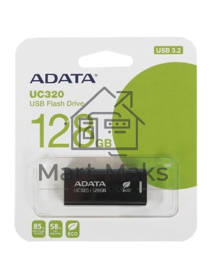 Флешка USB ADATA UC320 (UC320-128G-RBK/BK), 128Gb, USB 3.2, R/W 100/30, черный
