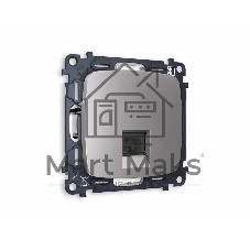 Комплект механизма компьютерной розетки OMEGA Сталь матовый RJ-45(8P8C) CAT6 с шторкой QUANT (OP5120, VM188) MO512010