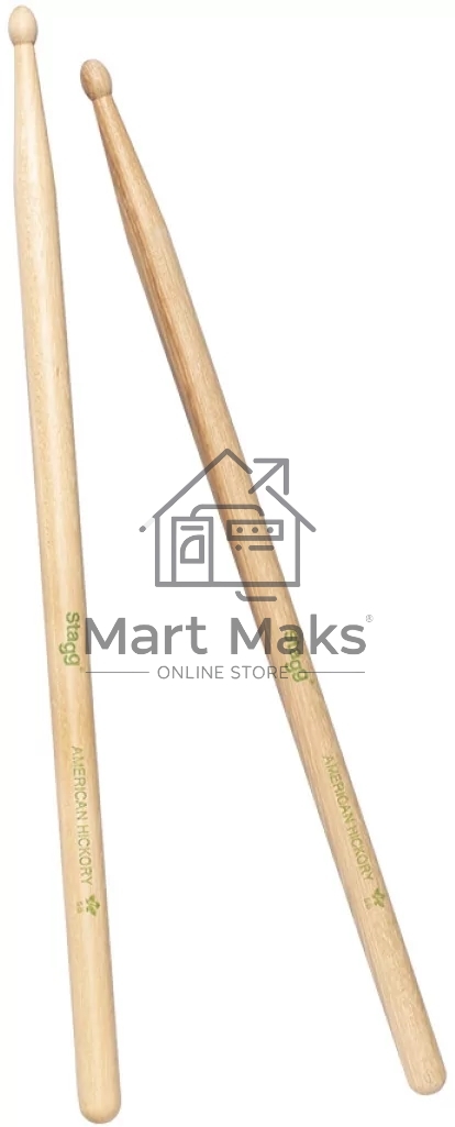 Барабанные палочки STAGG SHV5B деревянные, American Hickory 5B, материал орех, 2 шт., подобранная пара по весу, цвету и звучанию, размеры (в упаковке) 410х20х20 мм, вес (в упаковке) 0,1 кг