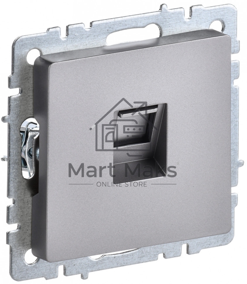 Розетка компьютерная IEK BRITE РК10-БрС RJ45 кат.5E сталь