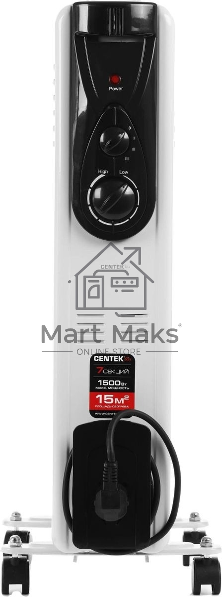 Масляный обогреватель Centek CT-6200 (7 секций) белый, 700/1000/1500 Вт, 15 м2, термостат