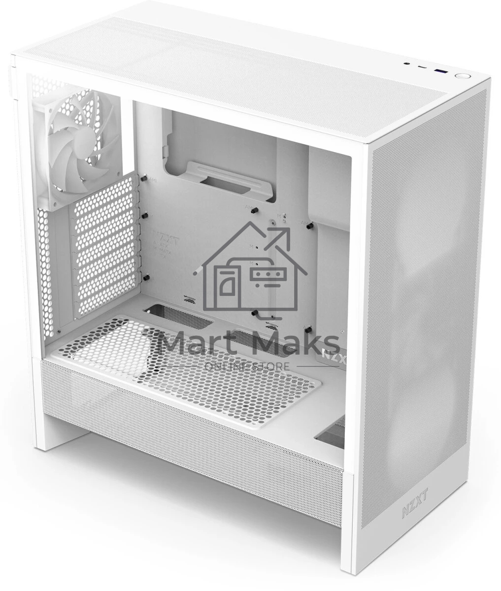 Компьютерный корпус без блока питания NZXT H5 Flow (2024), Midi-Tower, TG, 2x120мм, 1xUSB-A 3.2 + 1xUSB-C 3.2, E-ATX, ATX, mATX, mITX белый