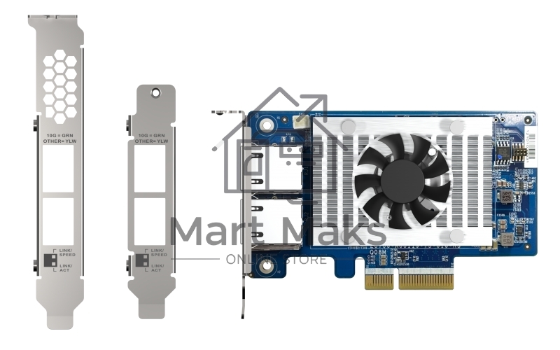 Сетевая карта QNAP QXG-10G2T-X710 LAN Expansion Card, PCIe Gen 3, Two 10GbE (10G / 5G / 2.5G / 1G / 100M)) Ports with SR-IOV and iSCSI, Block-based, Supports Multiple Virtual Disk Modes