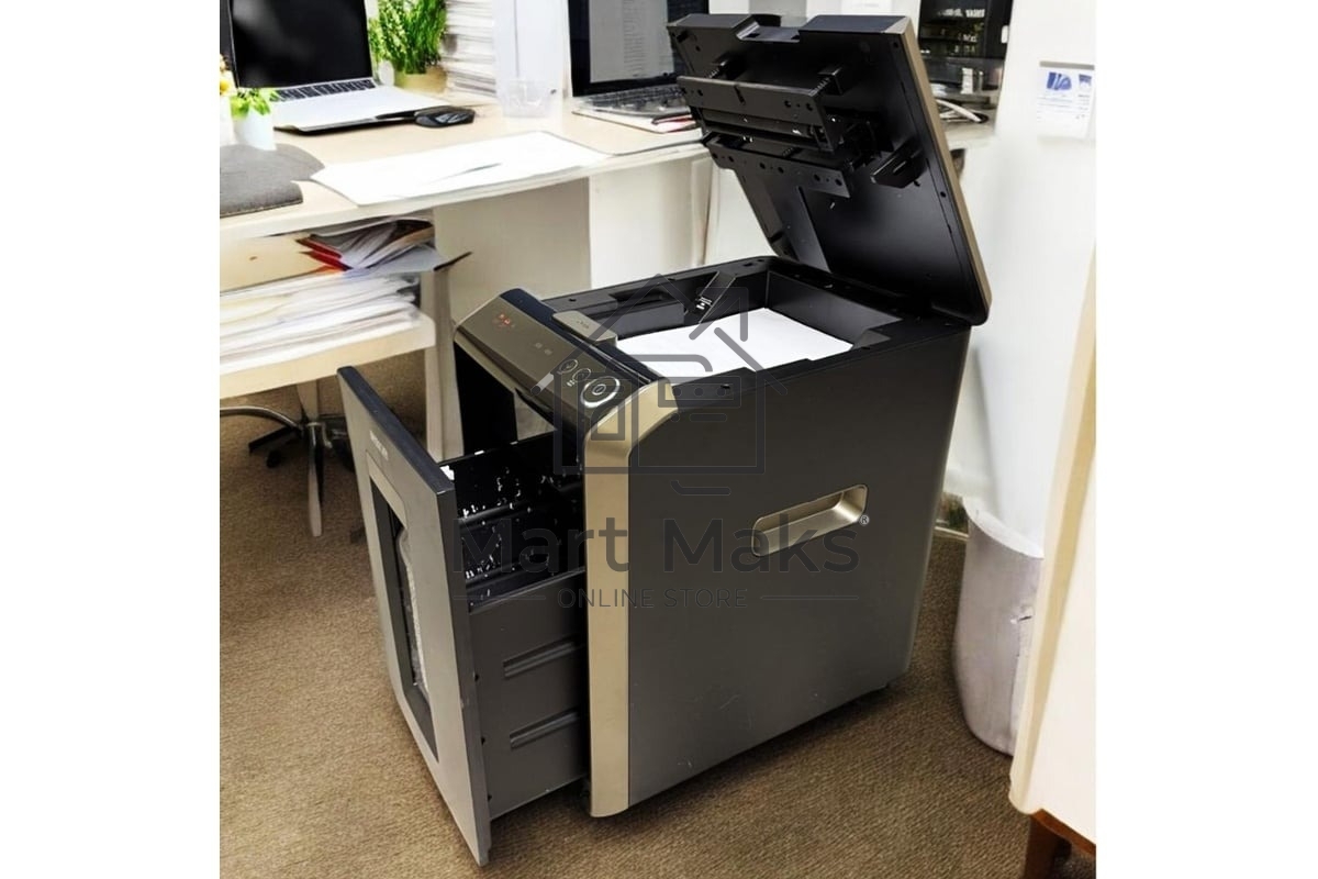 Шредер Office Kit SA200M 1,9х10 черный/серый с автоподачей (секр.P-5) фрагменты 220лист. 40лтр. скобы пл.карты