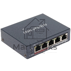 Коммутатор Hikvision DS-3E0105P-E(B), 4×100 Мбит/с PoE + 1×100 Мбит/с Uplink, неуправляемый
