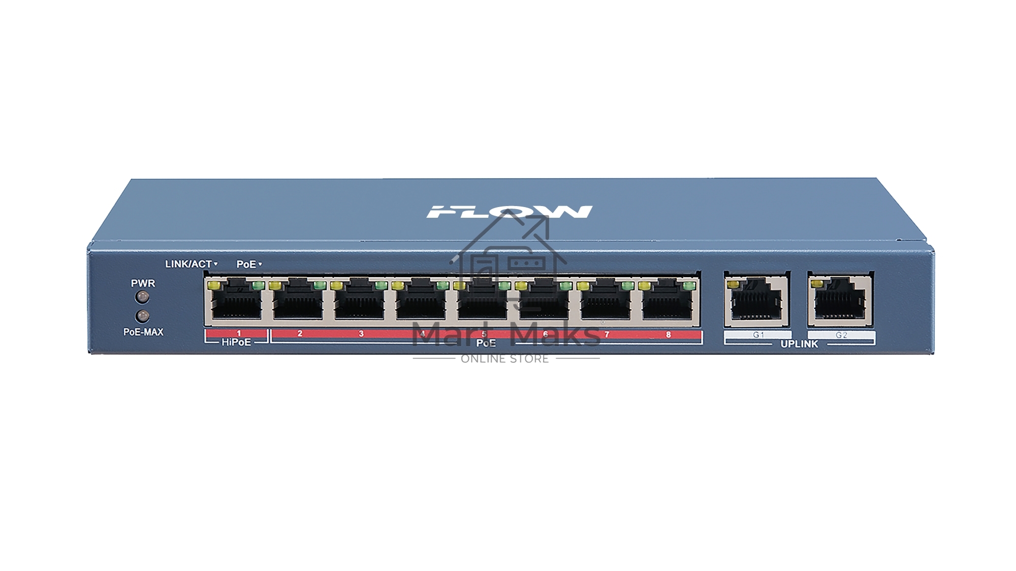 Коммутатор iFLOW F-SW-EU410HPOE-V, 8×100 Мбит/с PoE + 2×1 Гбит/с, неуправляемый