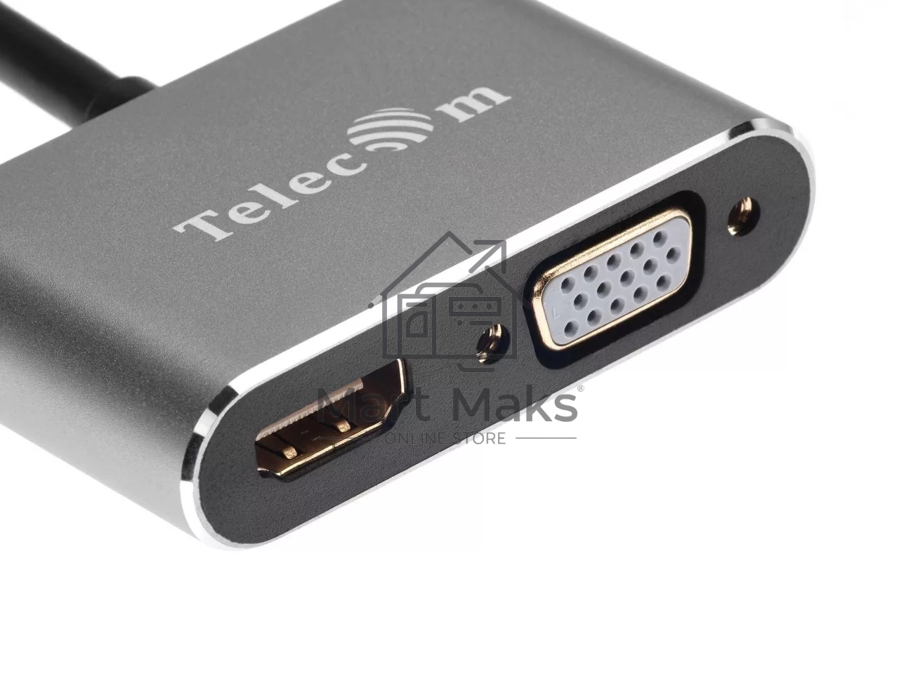 Кабель-концентратор USB3.1 TypeCm -->HDMI+USB3.0+PD+VGA Alum Grey 4K@30Hz, Telecom<TUC055>