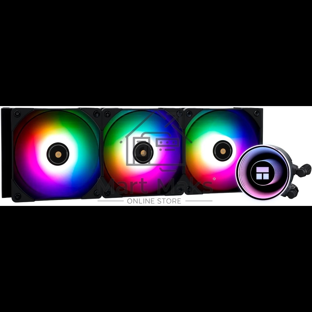 Водяное охлаждение для процессора Thermalright Frozen Notte 360 черный ARGB V2 (360mm, Black, ARGB/ Fans: 3x120mm, 72.37CFM, 27.7dBA, 2000RPM/ Pump height 54mm, 28dBA, 5300RPM, Rad thickness 27mm/ S: 1200, 1700, 1851, 2011, 2066, 115X, AM2, AM2+, AM3, AM3