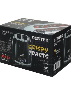 Тостер Centek СТ-1432 черный/стальной