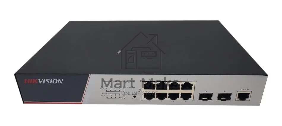 Коммутатор Hikvision DS-3E2510P(B), 8×1 Гбит/с PoE + 2×1 Гбит/с SFP, управляемый