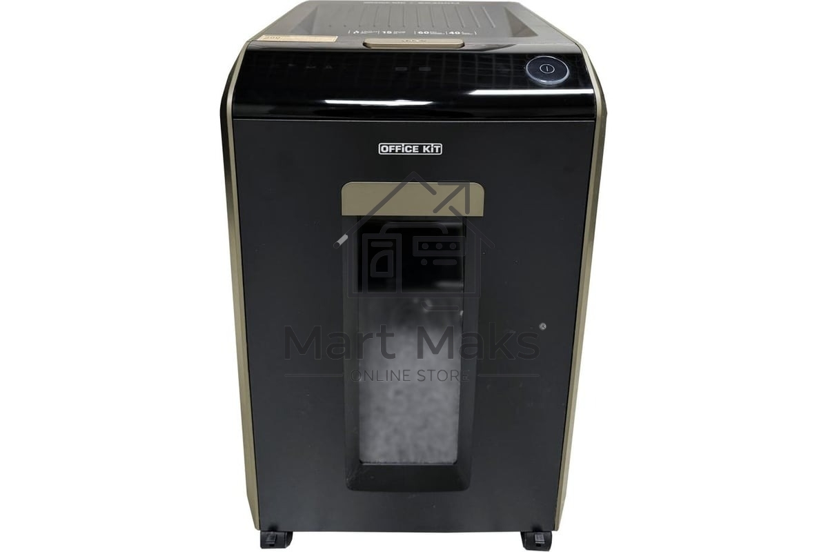 Шредер Office Kit SA200M 1,9х10 черный/серый с автоподачей (секр.P-5) фрагменты 220лист. 40лтр. скобы пл.карты