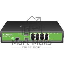 Коммутатор Digma DSW708G-2S-T, 8×1 Гбит/с + 2×1 Гбит/с SFP, управляемый