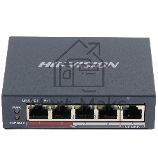 Коммутатор Hikvision DS-3E0105P-E(B), 4×100 Мбит/с PoE + 1×100 Мбит/с Uplink, неуправляемый