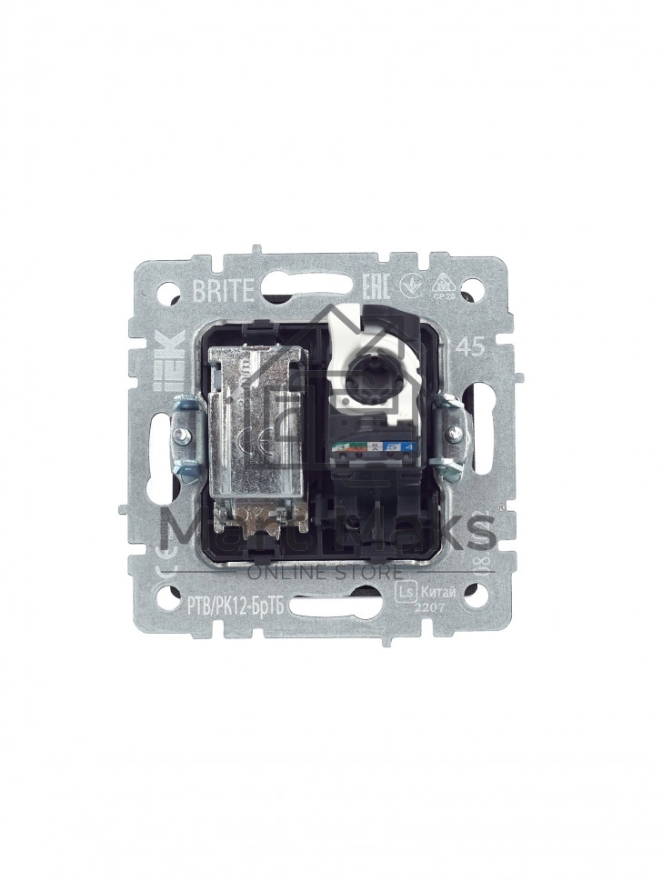 Розетка двойная TV+RJ45 IEK BRITE РТВ/РК12-БрТБ кат.5E темная бронза