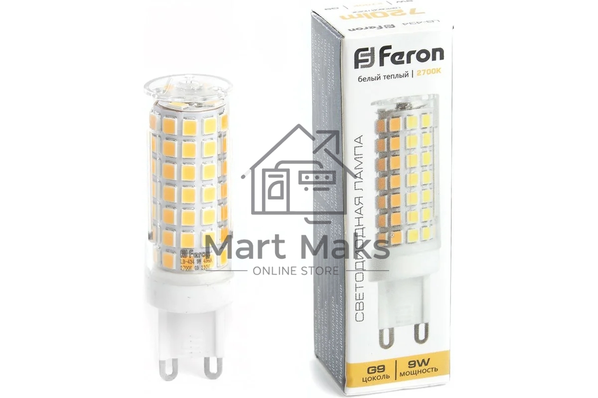 Лампа светодиодная FERON LB-434 (38146) 9 вт 230в G9 теплый капсульная