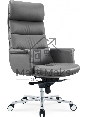 Кресло руководителя Cactus CS-LGR-DUBLIN темно-серый, сиденье темно-серый, кожа, крестов. алюминий