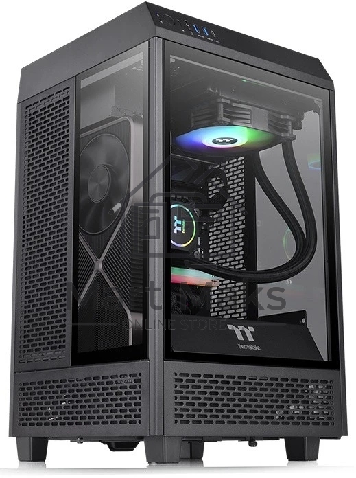 Компьютерный корпус Thermaltake The Tower 100 черный без БП ATX 2x120mm 2xUSB3.0 1xUSB3.1 audio bott PSU