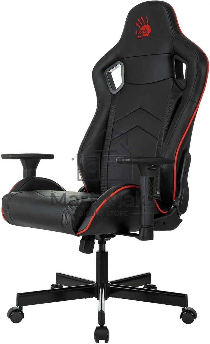 Кресло игровое A4Tech Bloody GC-840 черный, сиденье черный, эко.кожа, с подголов. крестов. металл черный, пластик черный