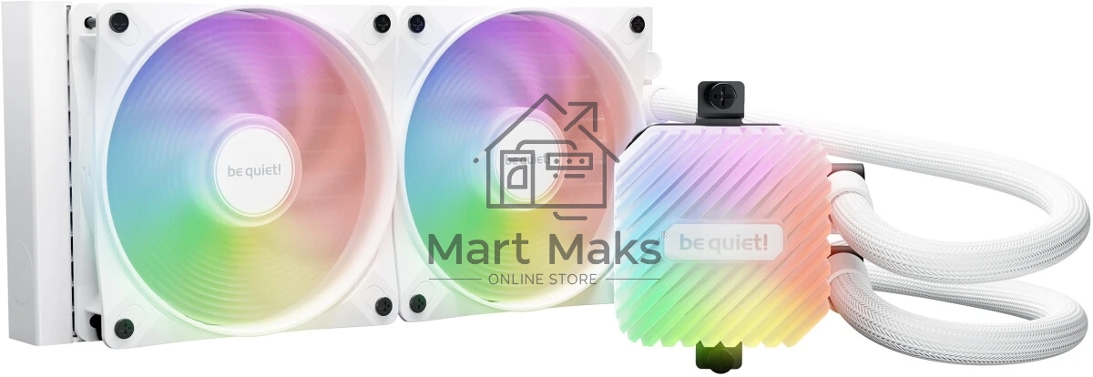 Водяное охлаждение для процессора be quiet! LIGHT LOOP 240мм белый (250W, 240мм, White, ARGB/ Fans: 2x120мм, 61.8CFM, 34.9dBA, 2100RPM/ Pump 2900RPM, Rad thickness 27мм/ S: 1851, 1700, 1200, 115X, AM5, AM4)