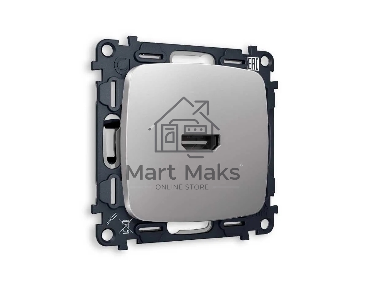 Комплект механизма розетки HDMI 2.0 OMEGA Сталь матовый 40V/500mA 2.0GHz 5-18Gbit/s QUANT (OP5140, VM222) MO514010