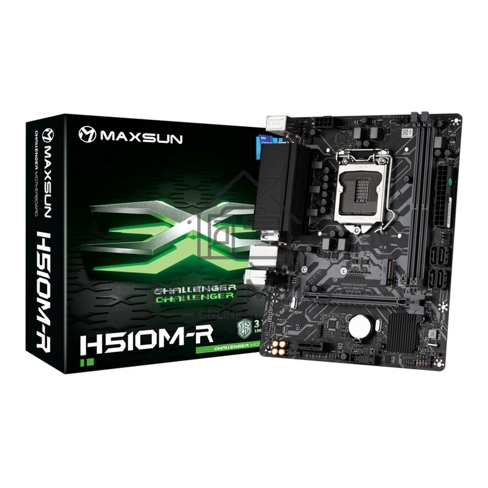 Материнская плата Maxsun Challenger H510M-R, LGA 1200, Intel H510, 2xDDR4, 4xSATA, 1xM.2, 1xPCIe 4.0 x16, 1xPCIe 3.0 x1, 1xHDMI, 1xVGA, 1x 1Gb LAN, 2xUSB-A 3.2 Gen 1, 4xUSB-A 2.0, 3x3.5 мм, 5.1, M-ATX