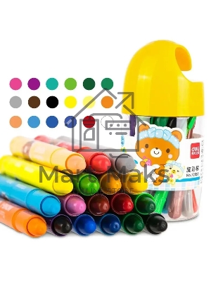 Масляная пастель Deli 72055 с поворотным механизмом, 18 цветов, длина 130мм, диаметр 13мм, пластиковая туба