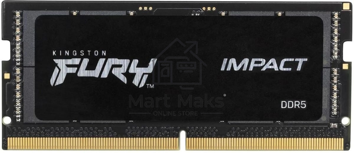 Оперативная память Kingston Fury Impact, DDR5, 16GB (1x16GB), 6400MHz, CL38, ECC, SO-DIMM, с радиатором, черный
