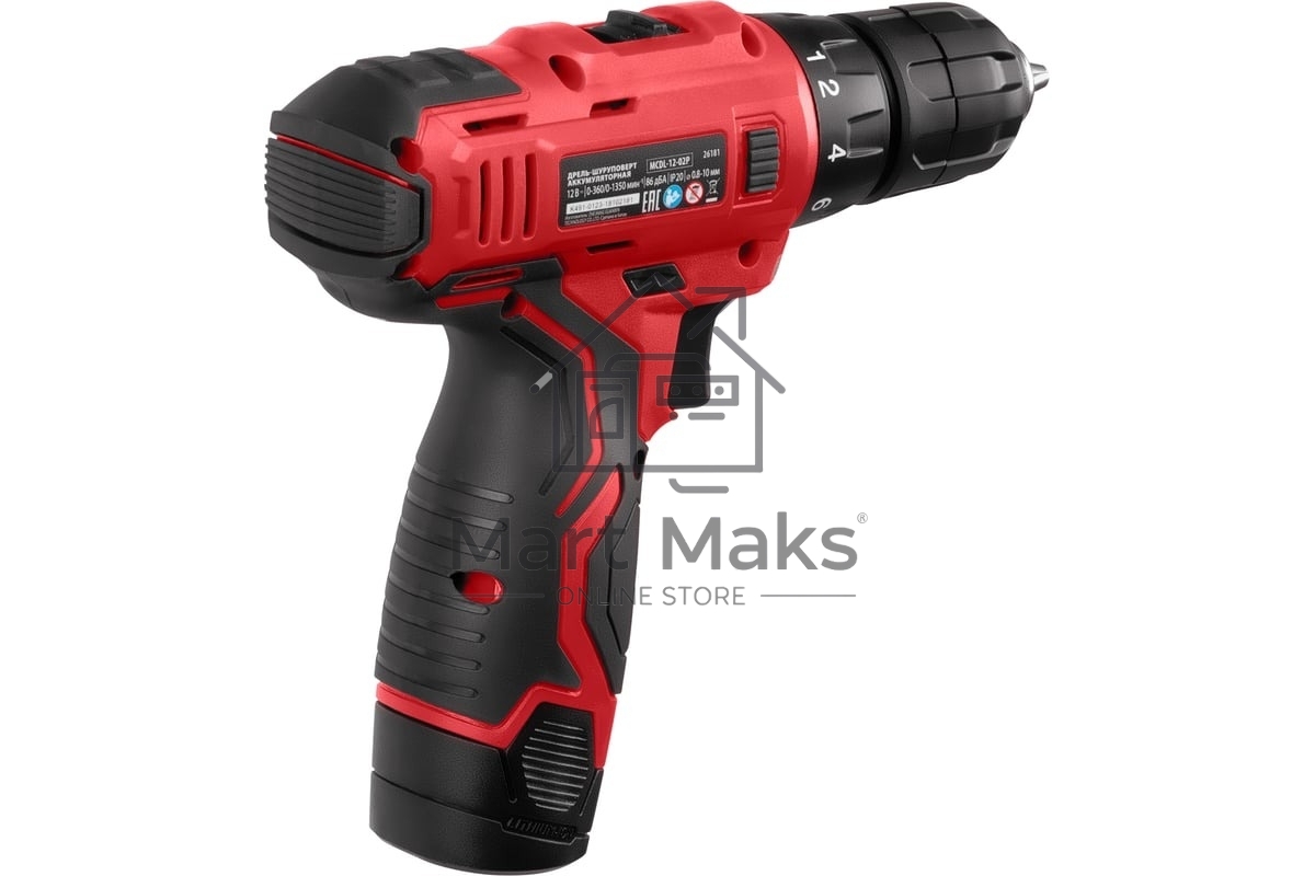 Дрель-шуруповерт аккумуляторная MTX MCDL-12-02P, Аккумуляторная, 12В, 2 АКБ, Кейс