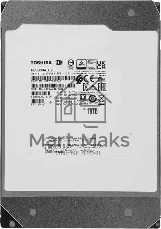 Жесткий диск HDD Toshiba MG09 18Tb 7200rpm SAS 512Mb 3.5