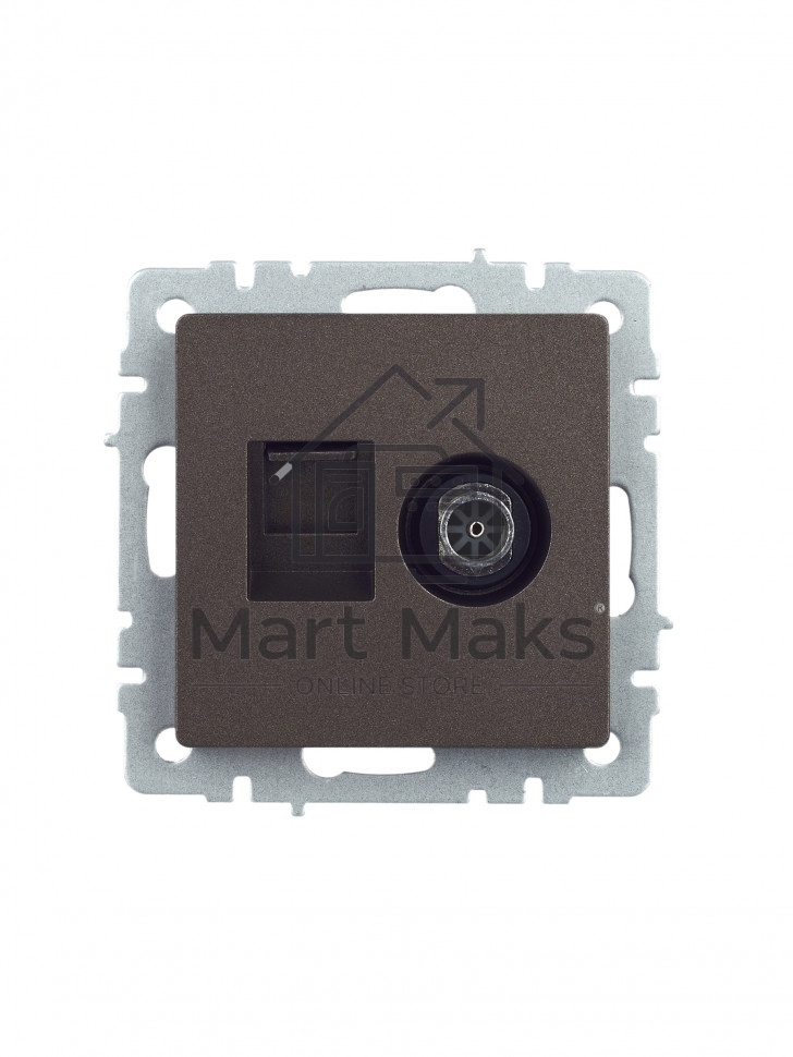 Розетка двойная TV+RJ45 IEK BRITE РТВ/РК12-БрТБ кат.5E темная бронза