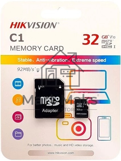 Флеш карта Micro SecureDigital 32Gb Hikvision HS-TF-C1/32G MicroSDHC Class 10 UHS-I