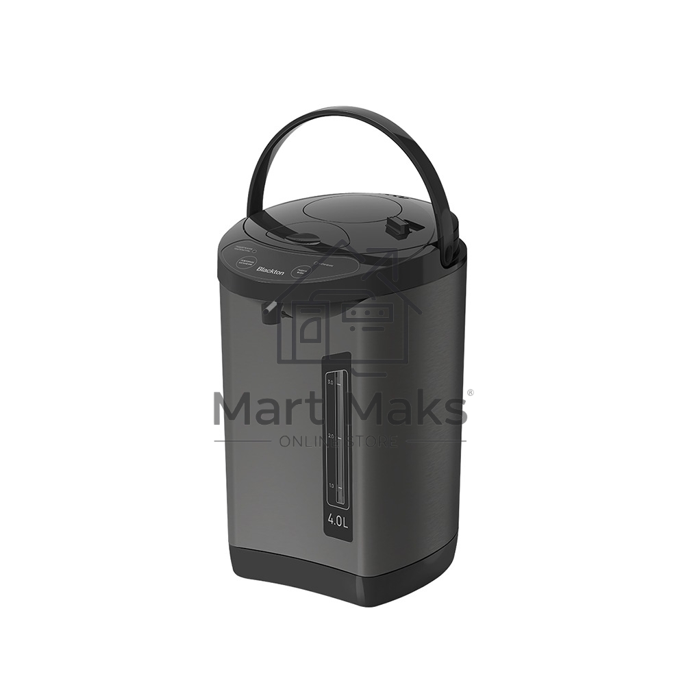 Термопот Blackton Bt TP432 Black NEW, мощность 900 Вт, объем 4 л, электронный тип управления, функция повторного кипячения, функция поддержания температуры Способы подачи воды: электрическая помпа, ручная помпа, нажатие чашкой на клапан, индикатор уровня воды, автоотключение при недостаточном количестве воды, блокировка подачи воды для ручной помпы, защита от перегрева, съемная крышка, ручка для переноски, материал корпуса - металл, пластик, материал внутренней камеры из нержавеющей стали, длина электрошнура 1.0 м, напряжение 220-240 В, 50-60 Гц, защита от поражения электротоком класс I