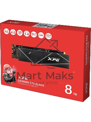 Накопитель SSD ADATA XPG GAMMIX BLADE S70, 8Tb, PCIe 4.0 x4, M.2 2280, NVMe, R/W 7300/6300