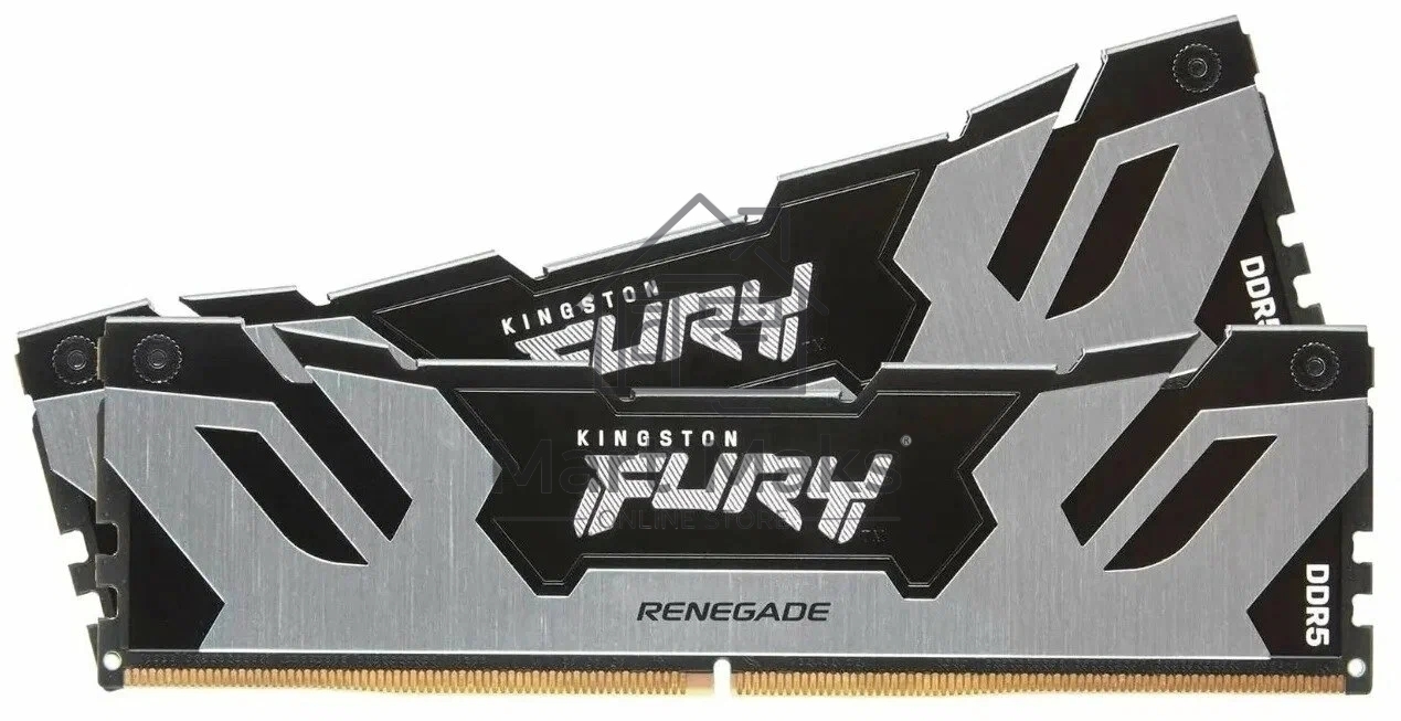 Оперативная память Kingston Fury Renegade, DDR5, 32GB (2x16GB), 6400MHz, CL32, DIMM, с радиатором, серебристый/черный