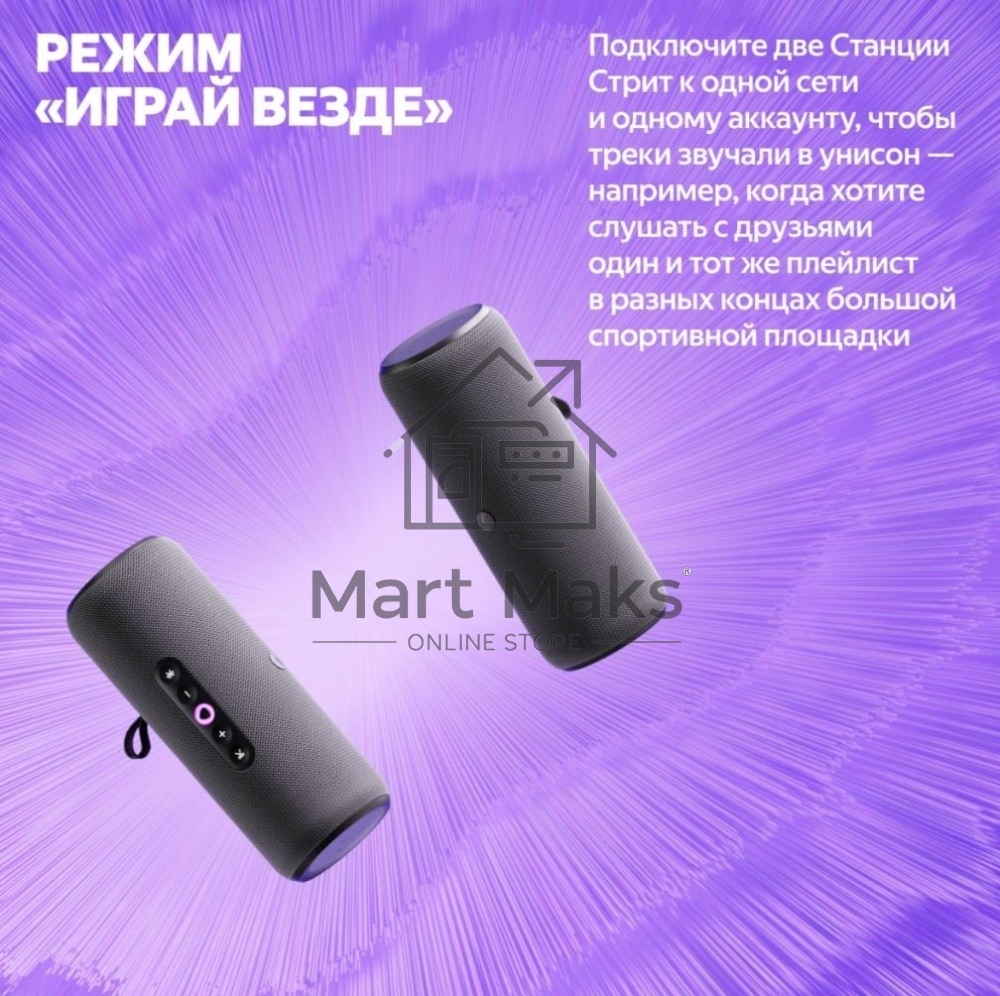 Умная портативная колонка Яндекс Станция Стрит с Алисой, модель YNDX-00030VIO (фиолетовый)