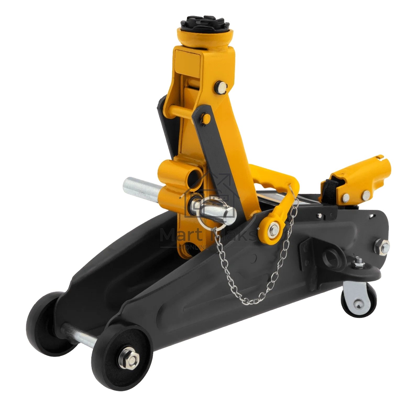 Домкрат гидравлический подкатной с фиксатором Denzel 2 т, 130-330 мм, в кейсе 51154